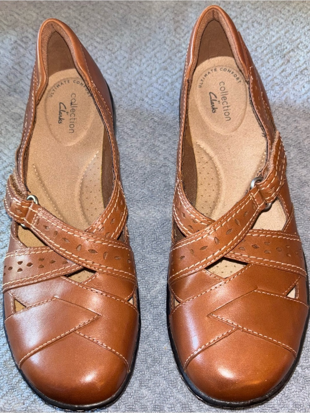 Clarks Collection Ultimate Comfort Leather Mary Jane Flats Brown NWOT Size 8 1/2